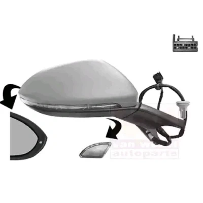 Imagem de Espelho retrovisor Van Wezel 5766828 à direita com subcapa completo, convexo, para regulação eléctrica dos espelhos, dobrável electricamente,