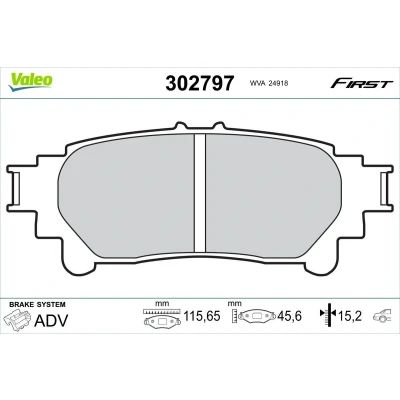 Imagem de VALEO 302797 Jogo de pastilhas para travão disco Eixo traseiro excl. contacto aviso desgaste sem parafusos, chapa anti ruído