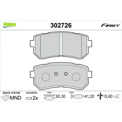 Imagem de VALEO 302726 Jogo de pastilhas para travão disco Eixo traseiro incl. contacto aviso desgaste com chapa anti ruído HYUNDAI: i20 I Hatchback