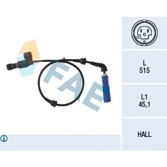 Imagem de FAE 78014 Sensor de ABS Eixo dianteiro, lado esquerdo activo 2 511 BMW: 3 Sedan, Touring, Compact