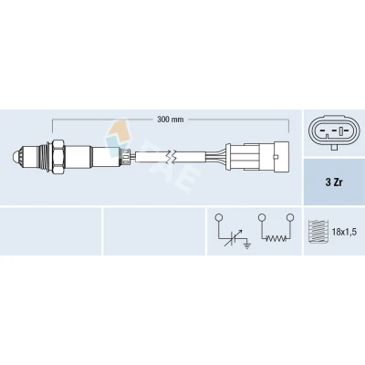 Imagem de FAE 77121 Sonda lambda com aquecimento RENAULT: CLIO 2
