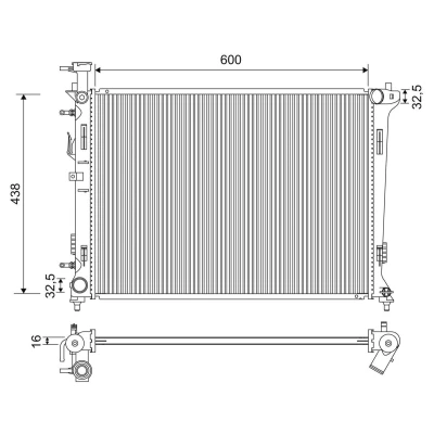 Imagem de VALEO Radiador, arrefecimento do motor Alumínio 600mm 438mm 16mm 701197