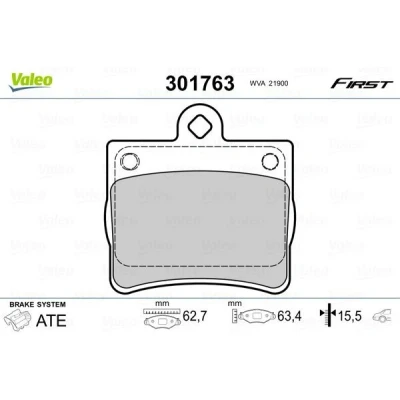 Imagem de VALEO 301763 Jogo de pastilhas para travão disco FIRST Eixo traseiro excl. contacto aviso desgaste sem chapa anti ruído