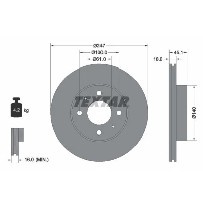 Imagem de TEXTAR 92091000 Disco de travão 247 18 04/06 100 interior ventilado sem pernos fixação da roda, cubo roda NISSAN: ALMERA 1
