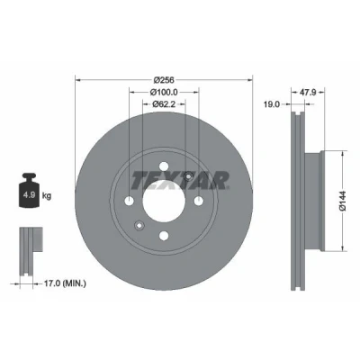 Imagem de TEXTAR 92144700 Disco de travão 256 19 04/06 100 interior ventilado sem pernos fixação da roda, cubo roda HYUNDAI: Getz