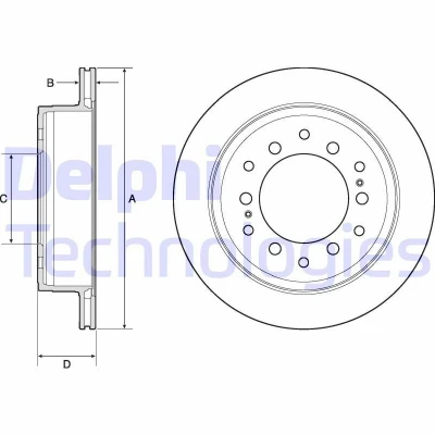 Imagem de DELPHI BG4747C Disco de travão 312 18 6 ventilado revestido não tratado sem o rolamento da roda, anel sensor do ABS TOYOTA: FJ Cruiser