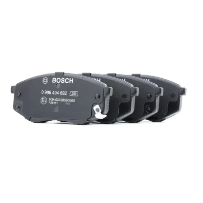 Imagem de BOSCH 0 986 494 692 Jogo de pastilhas para travão disco Baixo teor metálico com avisador sonoro desgaste chapa anti ruído HYUNDAI: ix35