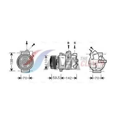 Imagem de PRASCO VNAK220 Compressor PAG 46 R 134a VOLKSWAGEN: Passat B6 Variant, Touran I, Sharan II, SEAT: Leon II Hatchback, Ibiza 4 Sportcoupe, Alhambra