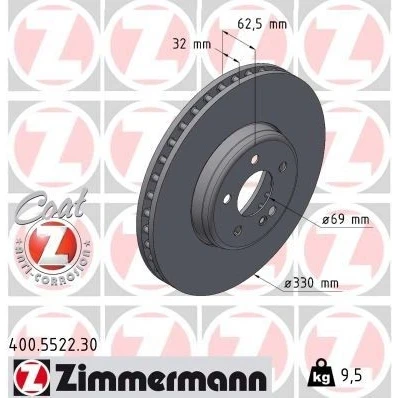 Imagem de ZIMMERMANN 400.5522.30 disco de travão 330 32 6/5 5 112 interior ventilado, duas peças revestido alto carbono