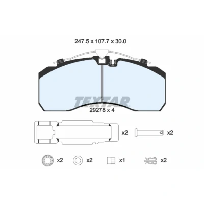 Imagem de TEXTAR 2927802 Jogo de pastilhas para travão disco preparado indicador aviso desgaste com acessórios DAF: CF 85