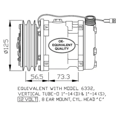 Imagem de NRF 32802 compressor SD5H11 12V PAG 100 com óleo de