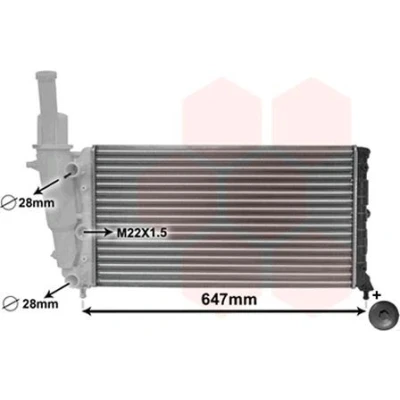 Imagem de VAN WEZEL 17002140 Radiador, arrefecimento do motor Alumínio 577 322 23 *** IR PLUS com bujão de fecho Aletas refrigeração unidas mecanicamente