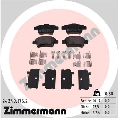 Imagem de ZIMMERMANN 24349.175.2 Jogo de pastilhas para travão disco com parafusos A imagem corresponde ao volume fornecimento, mola
