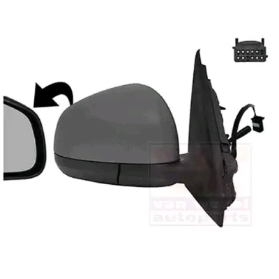 Imagem de Espelho retrovisor Van Wezel 4368804 à direita com subcapa completo, convexo, ajustável pelo interior, ajuste: por cabo de aço, sem aqueciment