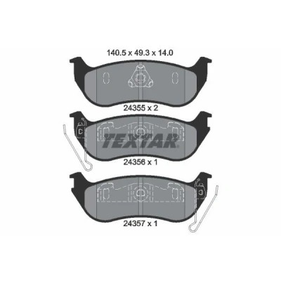 Imagem de TEXTAR 2435501 Jogo de pastilhas para travão disco não preparado indicador aviso desgaste JEEP: Cherokee III