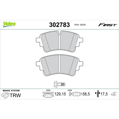 Imagem de VALEO 302783 Jogo de pastilhas para travão disco Eixo traseiro excl. contacto aviso desgaste com parafusos, chapa anti ruído