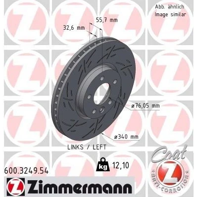 Imagem de ZIMMERMANN 600.3249.54 Disco de travão 340 33 6/5 5 120 interior ventilado, fendido revestido alto carbono VOLKSWAGEN: Transporter Bus
