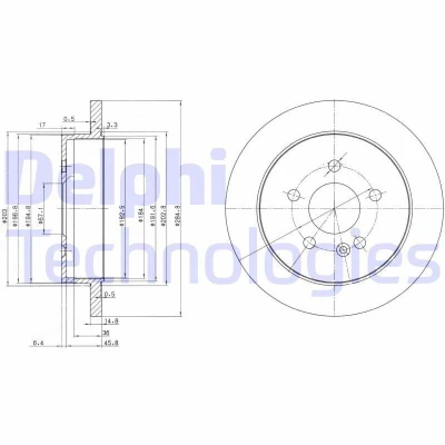 Imagem de DELPHI BG3398 Disco de travão 285 15 5 cheio oleado não tratado sem o rolamento da roda, anel sensor do ABS MERCEDES BENZ: Classe ML