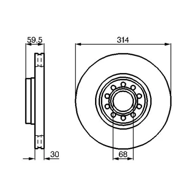 Imagem de BOSCH Disco de travão AUDI: A8 D2, A6 C4 Avant 314mm 30mm 10 112mm ventilado, interior ventilado oleado alto carbono 0 986 478 617 441615301AA