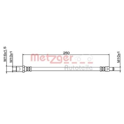 Imagem de METZGER 4111496 Mangueira de Travão 250 M10x1 IVECO: DAILY 3 Kasten/Kombi