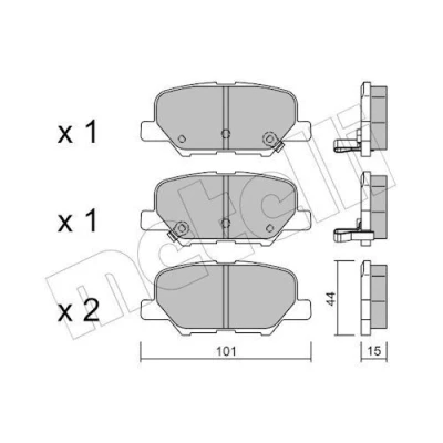 Imagem de METELLI 22 0995 0 Jogo de pastilhas para travão disco com avisador sonoro desgaste MITSUBISHI: OUTLANDER 3, ASX SUV, MAZDA: 6 Carrinha, Sedan