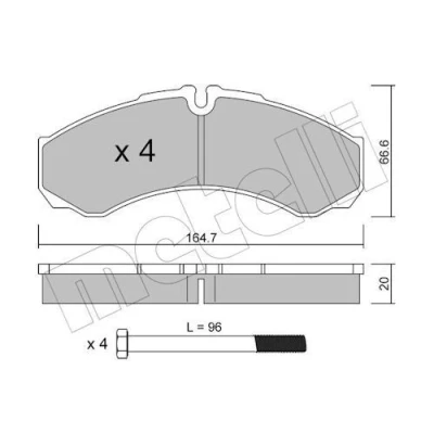 Imagem de METELLI 22 0212 0 Jogo de pastilhas para travão disco preparado indicador aviso desgaste IVECO: DAILY 2 Pritsche/Fahrgestell