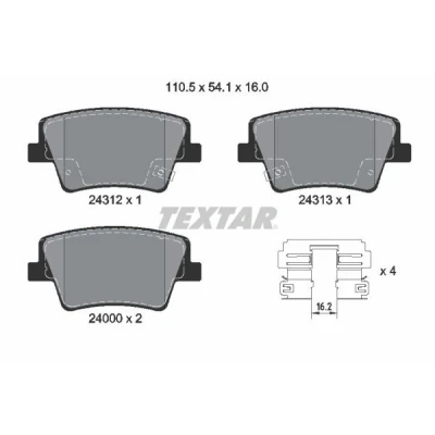 Imagem de TEXTAR 2431201 Jogo de pastilhas para travão disco incl. contacto aviso desgaste com acessórios HYUNDAI: Santa Fé IV