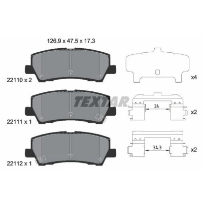 Imagem de TEXTAR 2211003 Jogo de pastilhas para travão disco com avisador sonoro desgaste acessórios FORD USA: Mustang Mk6 Coupe, Cabrio