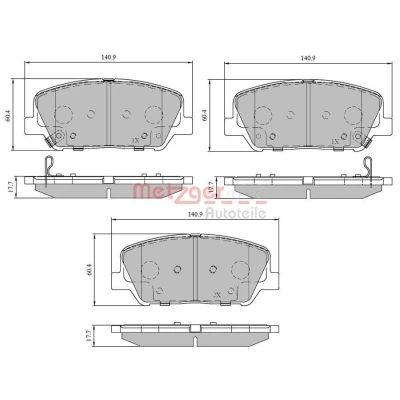 Imagem de METZGER 1170780 Jogo de pastilhas para travão disco Eixo dianteiro com avisador sonoro desgaste KIA: cee‘d II Sportswagon, Hatchback