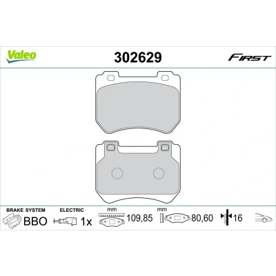 Imagem de VALEO 302629 Jogo de pastilhas para travão disco Eixo dianteiro incl. contacto aviso desgaste com chapa anti ruído ALFA ROMEO: 159 Sportwagon