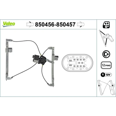 Imagem de Valeo Elevador de vidro à frente, lado esquerdo elétrico com motor função conforto 850456 VOLKSWAGEN: Polo III Hatchback