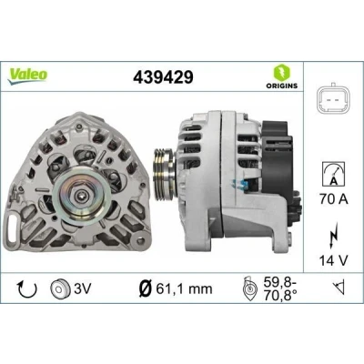 Imagem de VALEO 439429 Alternador 14V 70A RENAULT: CLIO 2, 2 Kasten, Kangoo I Express