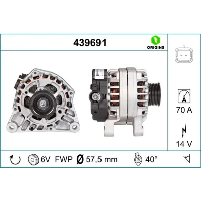 Imagem de VALEO 439691 Alternador 14V 70A PEUGEOT: 206 Van, Partner I Hatchback, CITROËN: Berlingo / First Xsara Picasso, Jumpy Van
