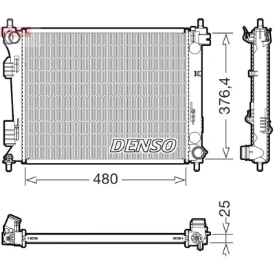 Imagem de DENSO DRM41037 Radiador, arrefecimento do motor 480mm 376mm 25mm HYUNDAI: i20 I Hatchback, KIA: RIO 3