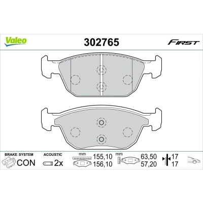 Imagem de VALEO 302765 Jogo de pastilhas para travão disco Eixo dianteiro incl. contacto aviso desgaste com chapa anti ruído HONDA: CIVIC 10, 9