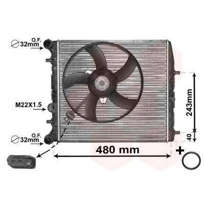 Imagem de VAN WEZEL *** IR PLUS 76002013 Radiador, arrefecimento do motor Alumínio 430 414 23 com acessórios Aletas de refrigeração unidas mecanicamente