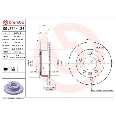 Imagem de BREMBO 09.7314.24 Disco de travão 276 22 5 interior ventilado alto carbono VOLKSWAGEN: LT 28 46 2 Kasten, 35 II Minibus