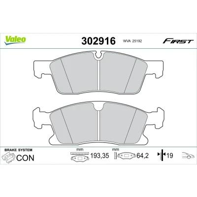 Imagem de VALEO 302916 Jogo de pastilhas para travão disco Eixo dianteiro excl. contacto aviso desgaste sem parafusos, com chapa anti ruído