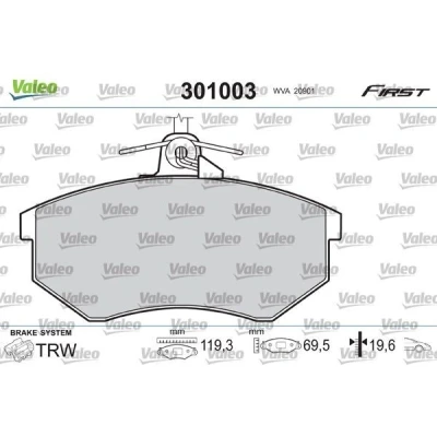 Imagem de VALEO 301003 Jogo de pastilhas para travão disco FIRST Eixo dianteiro excl. contacto aviso desgaste sem chapa anti ruído VOLKSWAGEN: GOLF 3