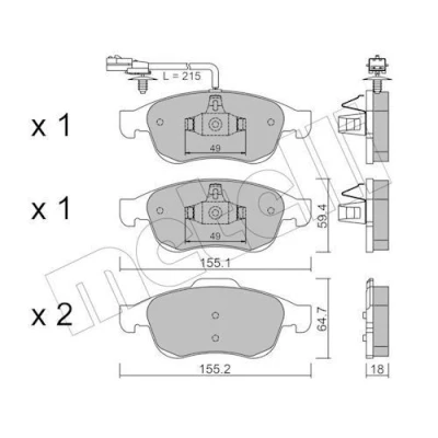 Imagem de METELLI 22 0817 3 Jogo de pastilhas para travão disco incl. contacto aviso desgaste RENAULT: Kangoo III Box Body / MPV