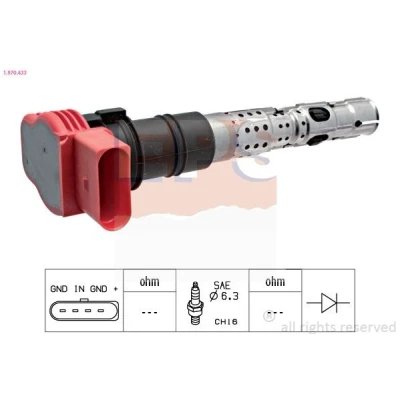 Imagem de EPS 1.970.433 Bobina de ignição Vermelho COIL ON PLUG com cachimbo da vela AUDI: A8 D3, A4 B6 Sedan, B6/B7 Cabrio