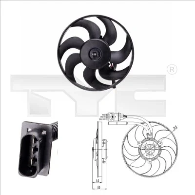 Imagem de TYC 831 0009 ventilador de radiador 310 200/300 sem estrutura do (caixilho), com resistência carga