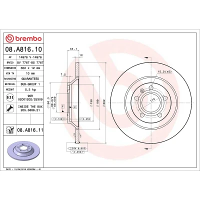 Imagem de BREMBO COATED DISC LINE 08.7358.11 Disco de travão 260 12 5 cheio revestido alto carbono com parafusos MERCEDES BENZ: Classe A
