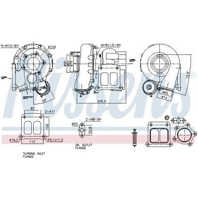 Imagem de NISSENS 93851 Turbocompressor carregamento regulado de duas fases arrefecido a óleo pneumático com juntas