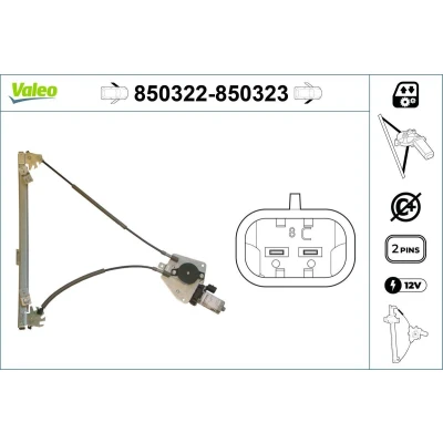 Imagem de Valeo Elevador de vidro à frente, lado esquerdo elétrico com motor sem função conforto 850322 PEUGEOT: 306 Hatchback, Sedan
