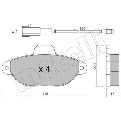 Imagem de METELLI 22 0159 2 Jogo de pastilhas para travão disco incl. contacto aviso desgaste FIAT: 500 Hatchback, C Cabrio, FORD: KA Hatchback
