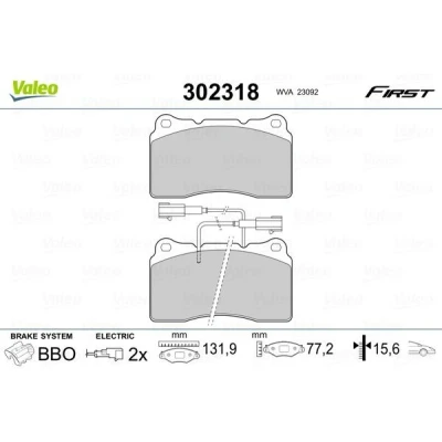 Imagem de VALEO 302318 Jogo de pastilhas para travão disco Eixo dianteiro incl. contacto aviso desgaste com chapa anti ruído