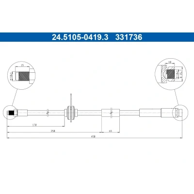 Imagem de ATE 24.5105 0419.3 Mangueira de Travão 450mm M10x1mm
