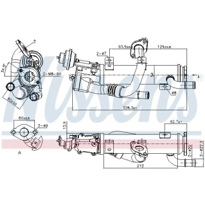 Imagem de NISSENS 989329 Radiador EGR com &#039;bypass&#039; de vácuo
