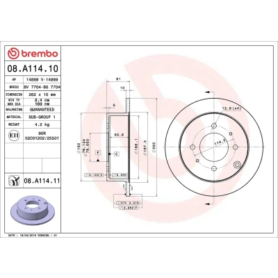 Imagem de BREMBO Disco de travão HYUNDAI: Matrix COATED DISC LINE 262mm 10mm 4 cheio revestido 08.A114.11 5841138300,5841138310,584113C000 Discos